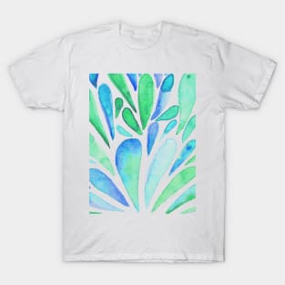 Watercolor artistic drops - aqua and blue T-Shirt